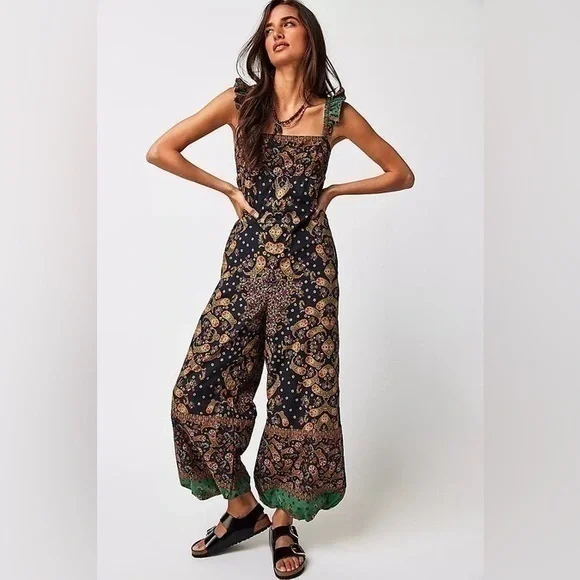 FREE PEOPLE Bali Albright Dark Combo Jumpsuit - Picture 1 of 11